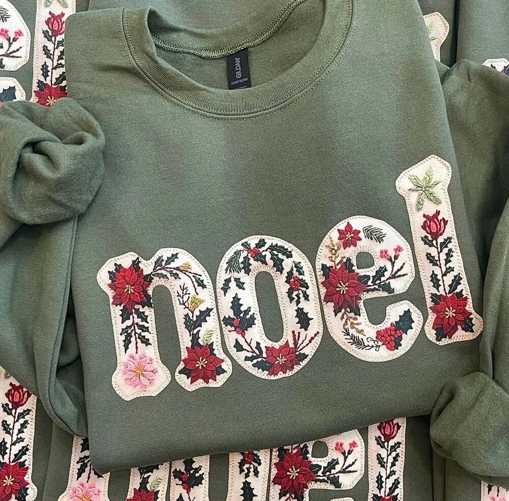 Gildan Noel Floral Christmas Sweatshirt Green